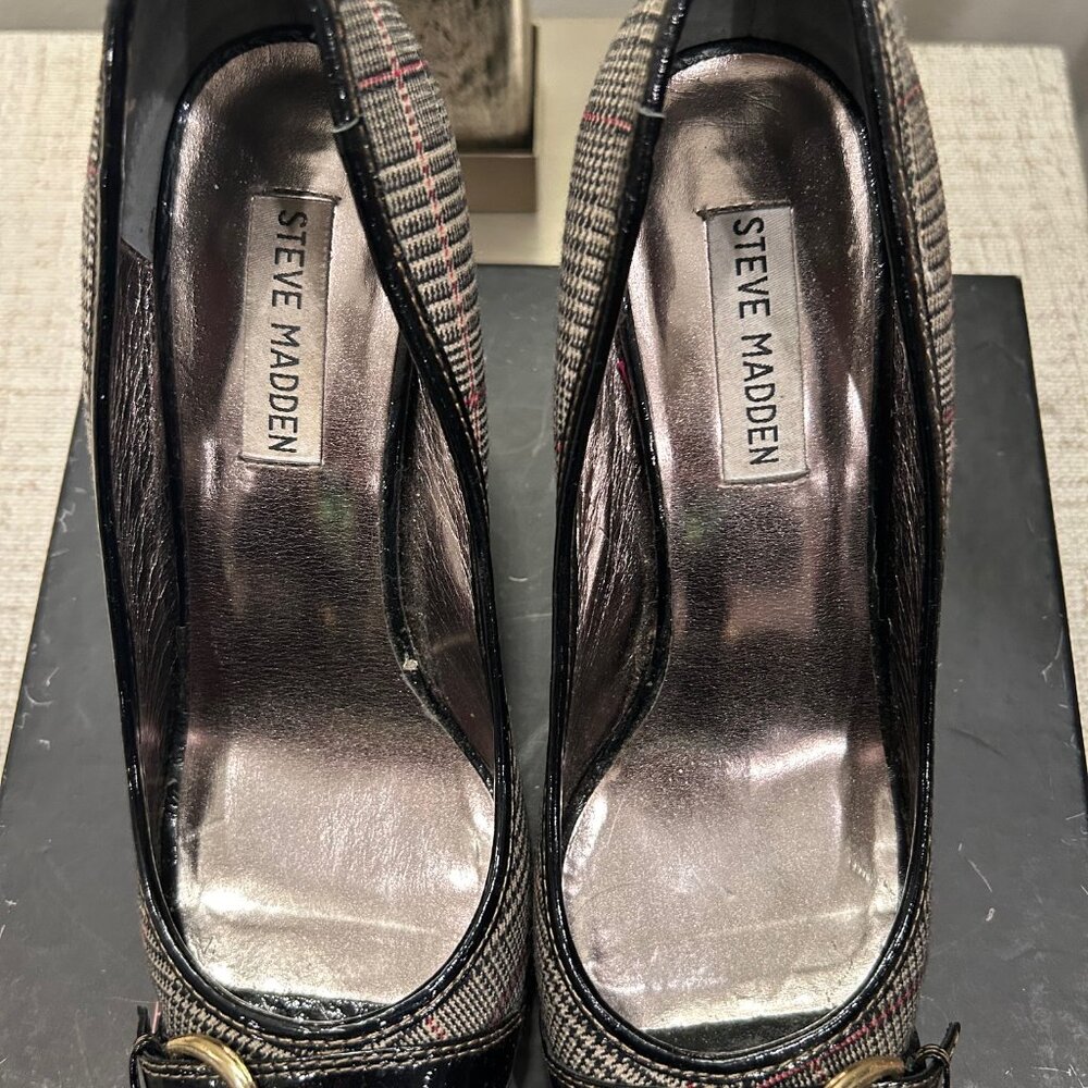 Steven by Steve Madden Lezlie Glen Plaid Peep toe Pumps - Picture 6 of 9